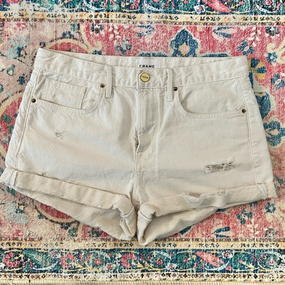 FRAME Le Brigette Denim Off-White Short